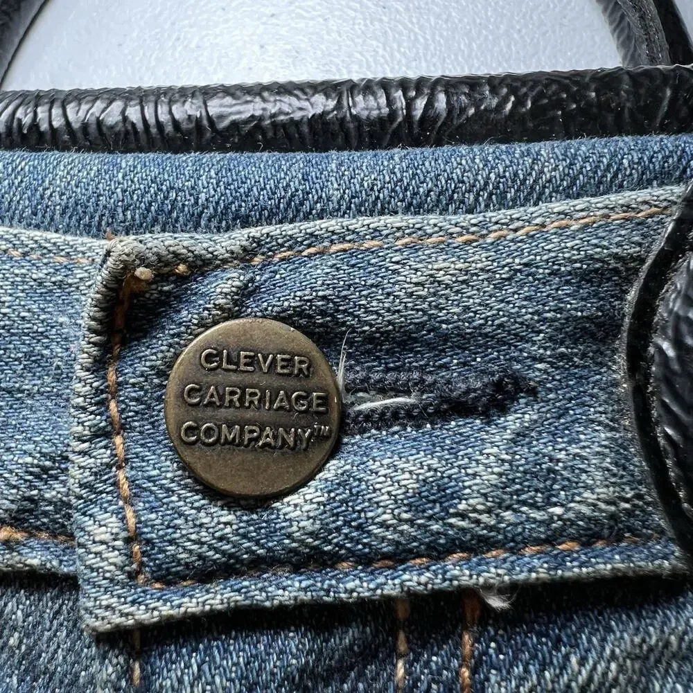 Vintage Clever Carriage Company Denim Lace And Leather Patchwork Tote Bag‎